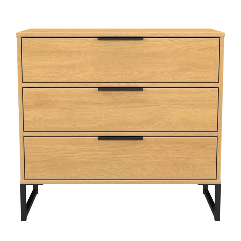 Bibek 76cm W 3 - Drawer Chest of Drawers, Modern Oak