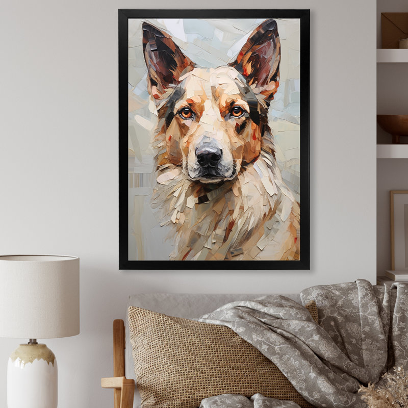 «Sheperds Watchful Gaze Portrait I», reproduction sur toile, Cadre simple noir, H 32 po x l 16 po x P 1 po