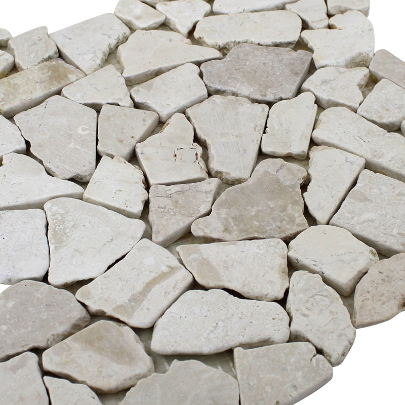 Carreau de mosaïque en pierre naturelle 12 po x 12 po Rainforest, Blanc