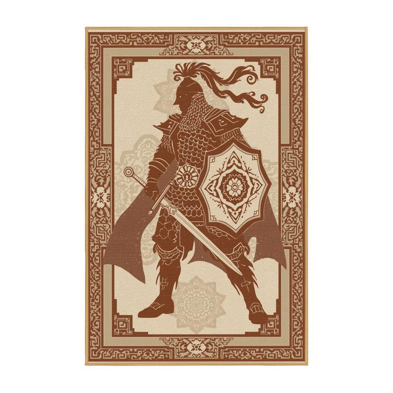 Tapis oriental doux et moelleux de style oriental Dunton Highland Warrior en brun - reliure brun clair, 3 x 5
