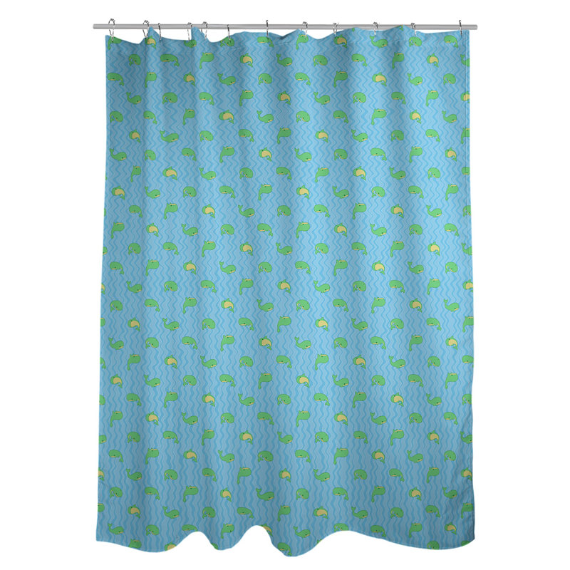 Rideau de douche simple katelyn elizabeth baleines, Bleu / Vert