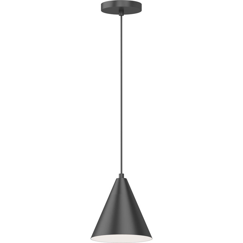 1-Light Black Island Pendant Light with Cone Metal Shade, Black, Black