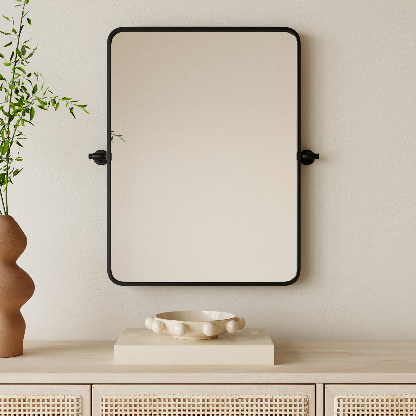 Belfield Metal Wall Mirror, Black, 24" x 32"