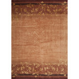 Presidential Hand Knotted Floral Area Rug in Terracotta
