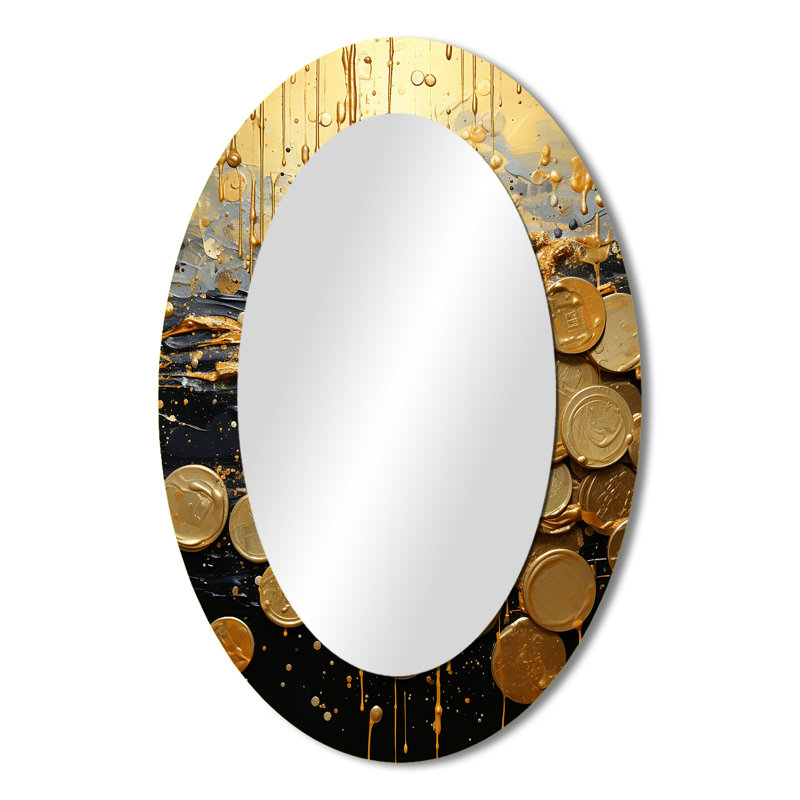 Money Magic Popart I - Abstract Oval Decorative Mirror On Metal, 36" x 24"