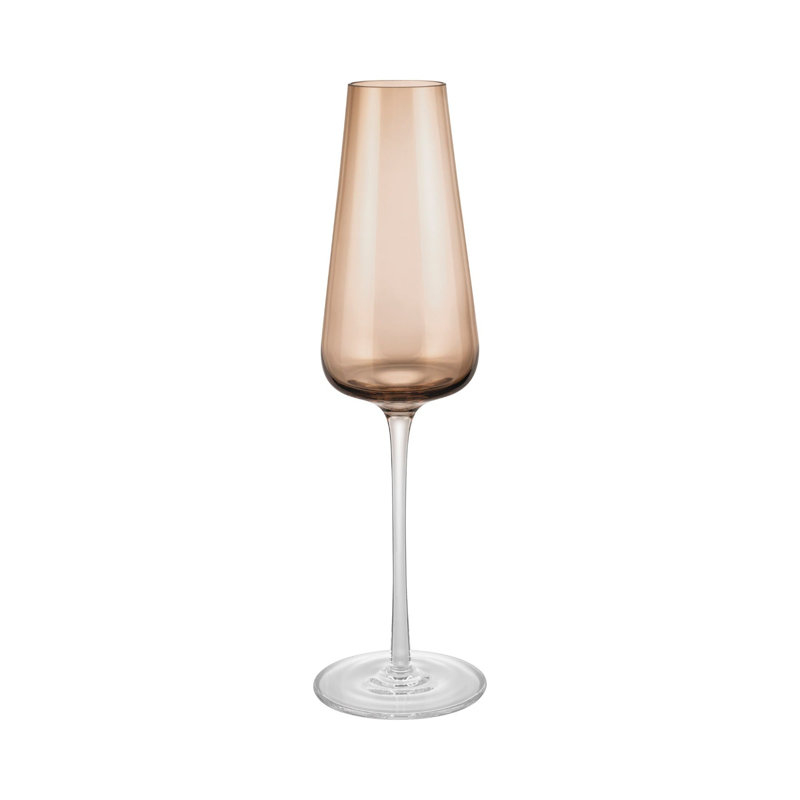 BELO Coffee Colored Mouth Blown Champagne Flute Glasses
