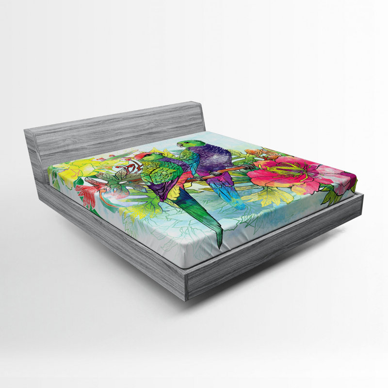 Drap-housse en microfibre Parrot Paisley, Simple TG