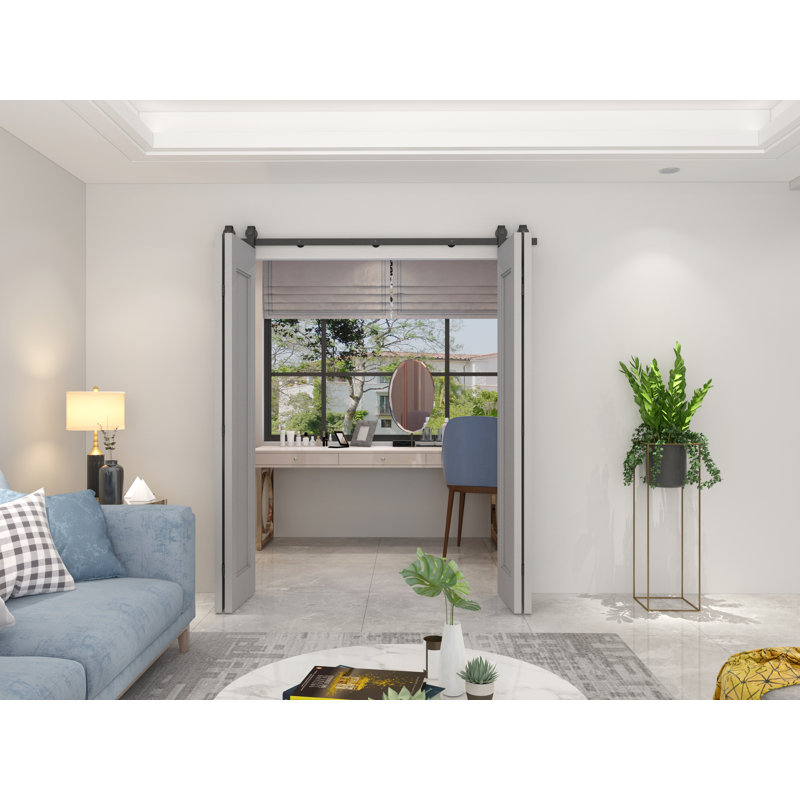 Matte Black Steel 75" Folding Bi-Fold Door Hardware Kit