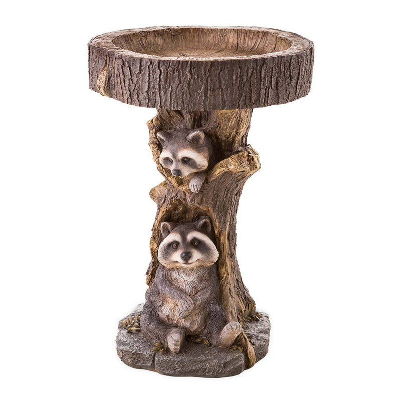 Resin Raccoon Bird Bath
