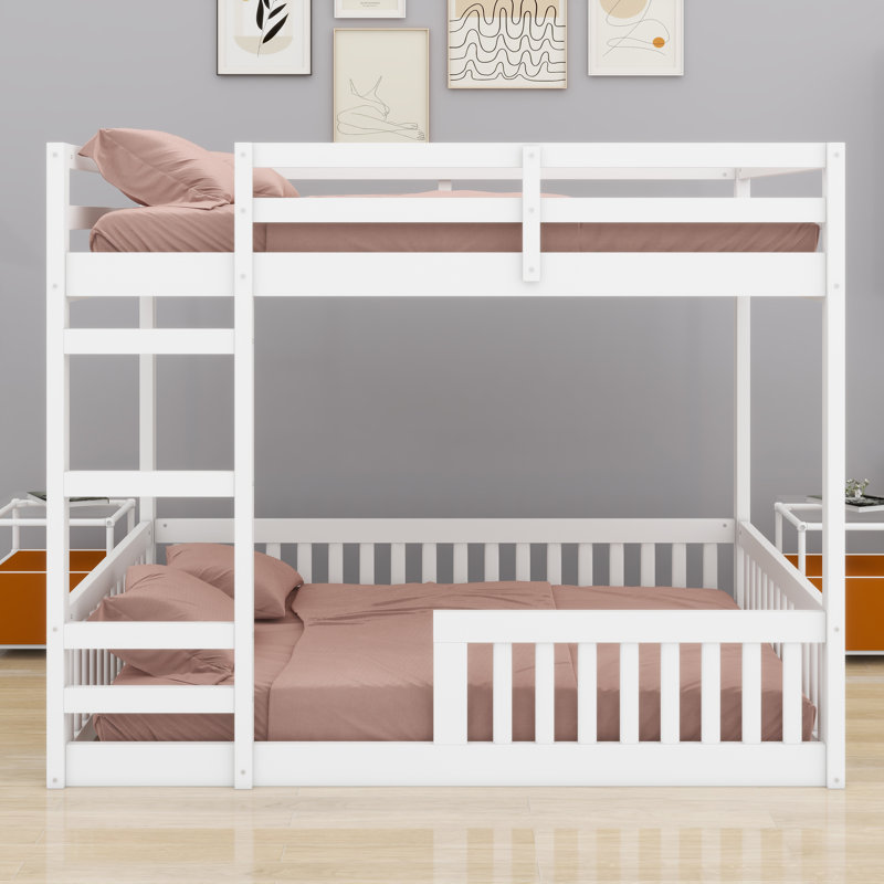 Lit superposé en bois avec échelle, Blanc