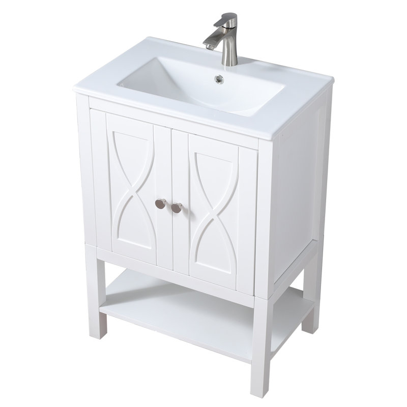 24'' White Modern Free-Standing Single Bathroom Vanity Set