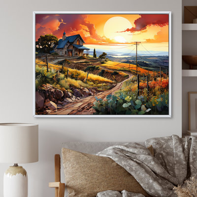 Vineyard Sunset - Vineyard Wall Art Living Room
