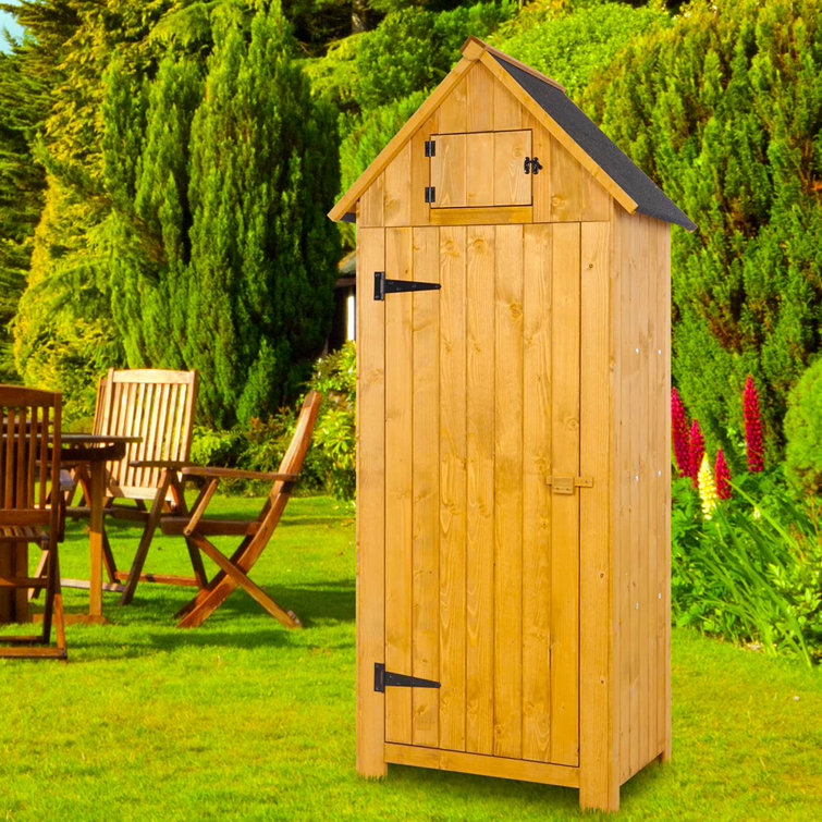 Outdoor Storage Cabinet Tool Shed Wooden Garden Shed, it Works Perfectly  for Storing Mower, Garden Hose, Outdoor Tool and Watering Tool, Solid fir