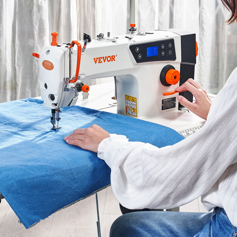Industrial Sewing Machine, 550W Servo Motor and Table Stand, 5000s.p.m Heavy-duty Lockstitch Sewing Machine, Clear Control Panel and Electro-mechanization Intelligent Start-stop for Easy Use