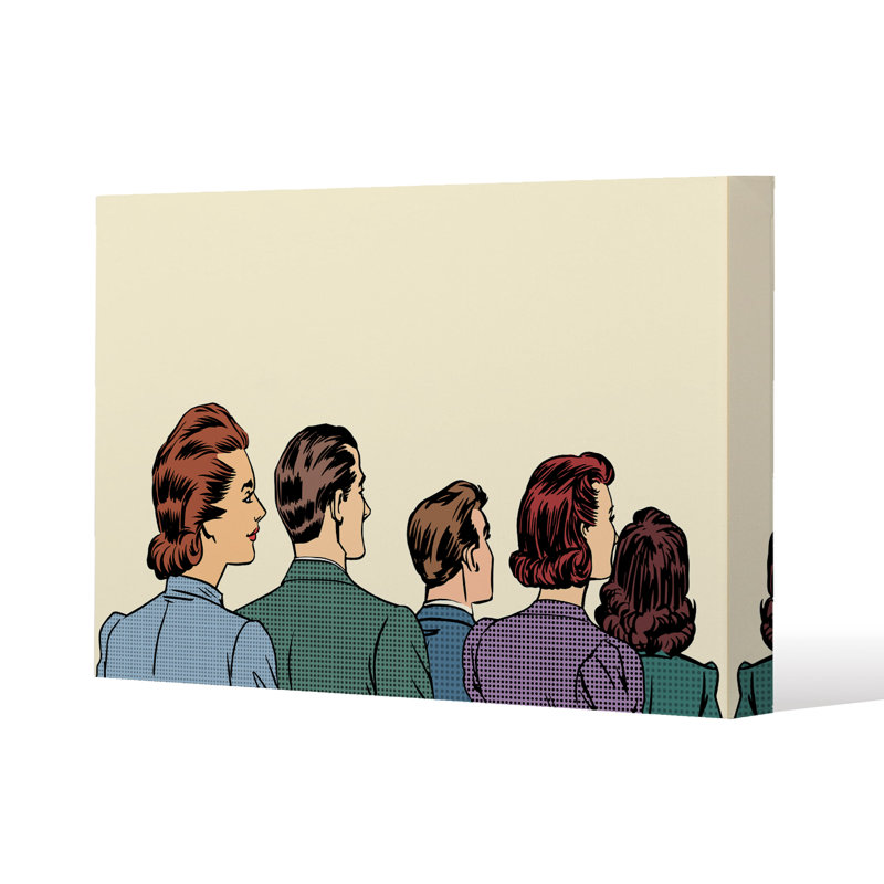 A Crowd Of Spectators Stand Back Retro Style Pop Art Canvas Print by Andrew Lee - Wrapped Canvas Print
