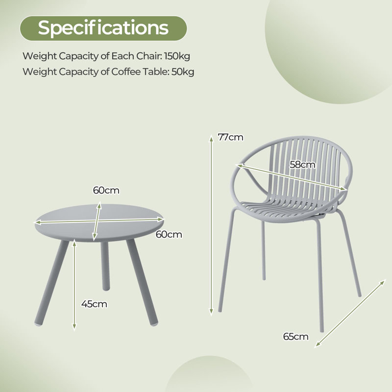 Patio Dining Set with, Gray