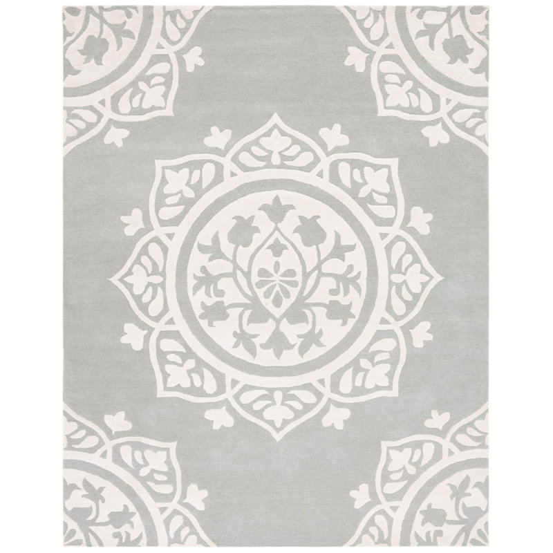 Tapis gris / beige en laine touffeté à la main Cruz, Rectangle 4 pi x 6 pi
