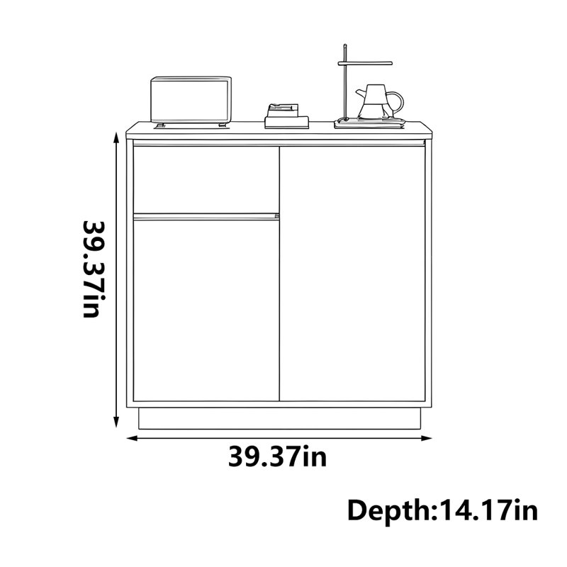 Barfield, Gris clair, H 39,37 po x l 39,37 po x P 14,17 po