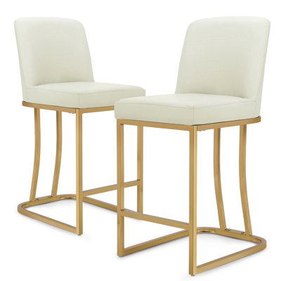 Upholstered Counter Height Bar Stools, PU Leather Barstool Upholstered Armless Kitchen Island Stools