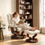Fauteuil inclinable de massage en cuir chauffant avec repose-pieds-886313506