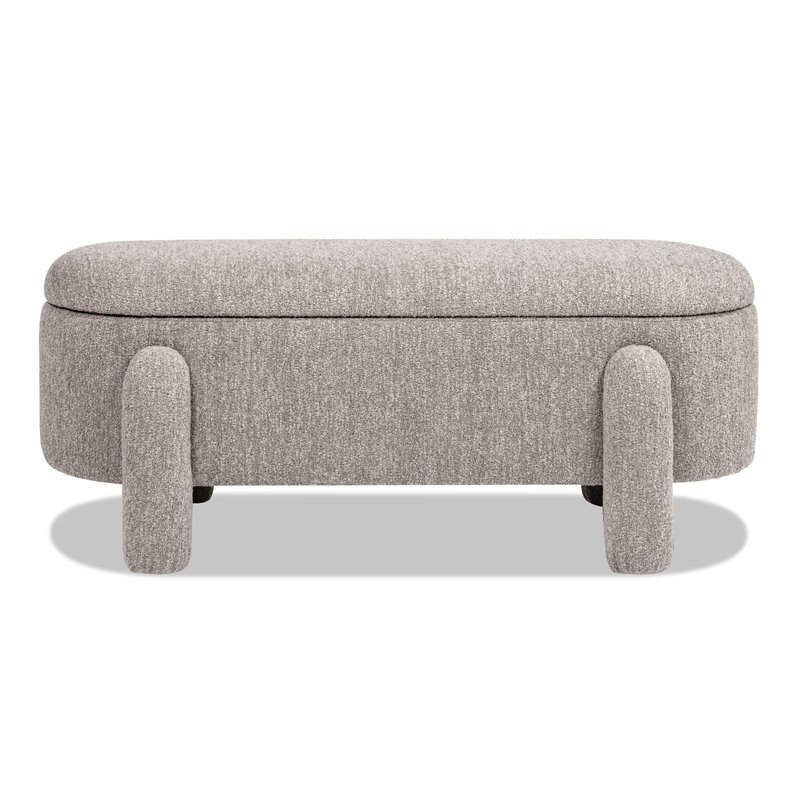 Ailisha 49" Oval Fully Upholstered Storage Bench, Moss Green, Brown