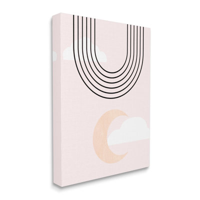 «Upside Down Rainbow Arches Crescent Moon Pink Sky», art mural sur toile par Daphne Polselli