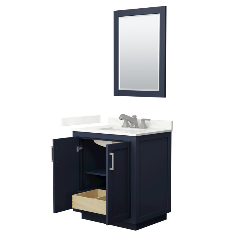 Ensemble de meuble-lavabo simple autoportant 30 po avec plateau en quartz Miranda 24 po Miranda, Bleu très foncé