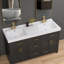 Comptoir de salle de bain double 61 "à surface solide avec comptoir de salle de bain blanc avec lavabo