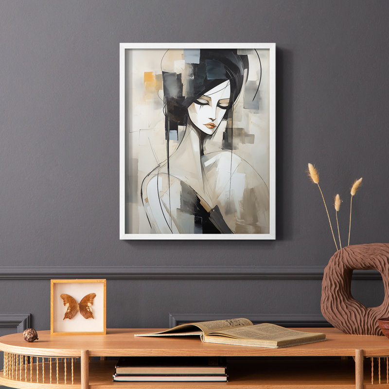 WOMEN Series C - reproduction encadrée de qualité supérieure - prête à être accrochée - aucun clou requis, Blanc / Blanc