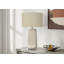 Lampe de table en céramique avec corps texturé, interrupteur à 3 voies et abat-jour en tissu beige