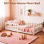 Lit Montessori en pin massif pour tout-petits, cadre de lit bas pour enfants avec barrières de sécurité complètes pour chambre de garçon ou de fille-385980572