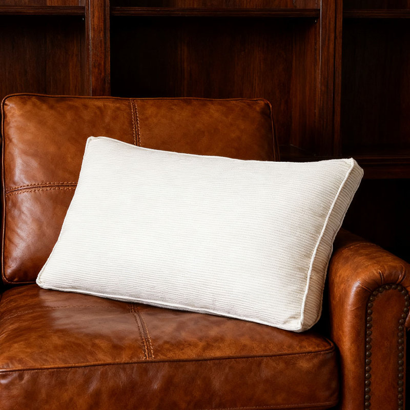 Soft Corduroy Cushion, Beige White, 80cm W  x 53cm D