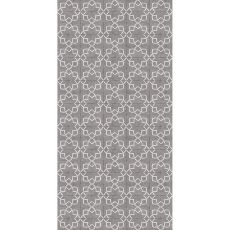 Manos Geometric Vinyl Area Mat in Gray, Runner 3' x 9'