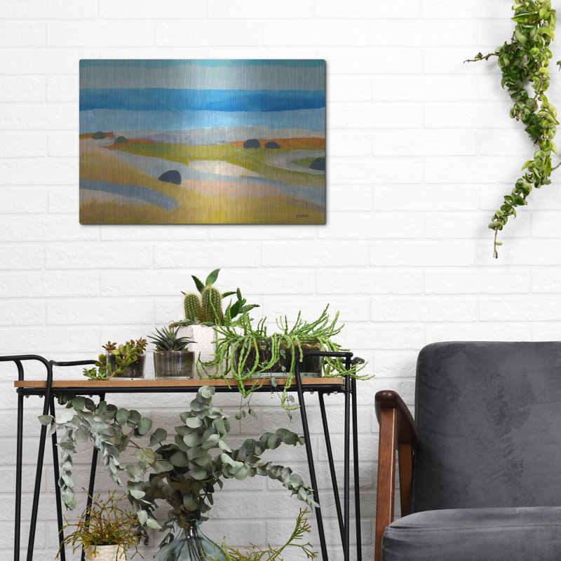 «L Field Man Islande» par Jan Weiss, art mural en métal Lark Manor ™, H 12 po x l 16 po