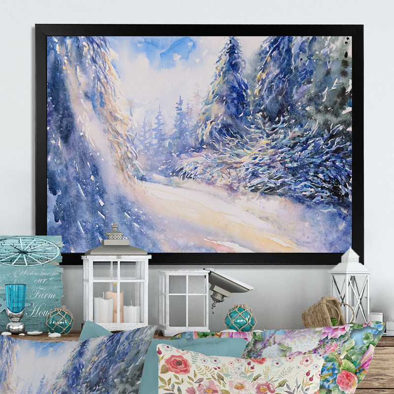 «Magic Winter Landscape under Snow», reproduction de cadre photo sur toile, Toile avec cadre noir, H 8 po x l 12 po x P 1 po