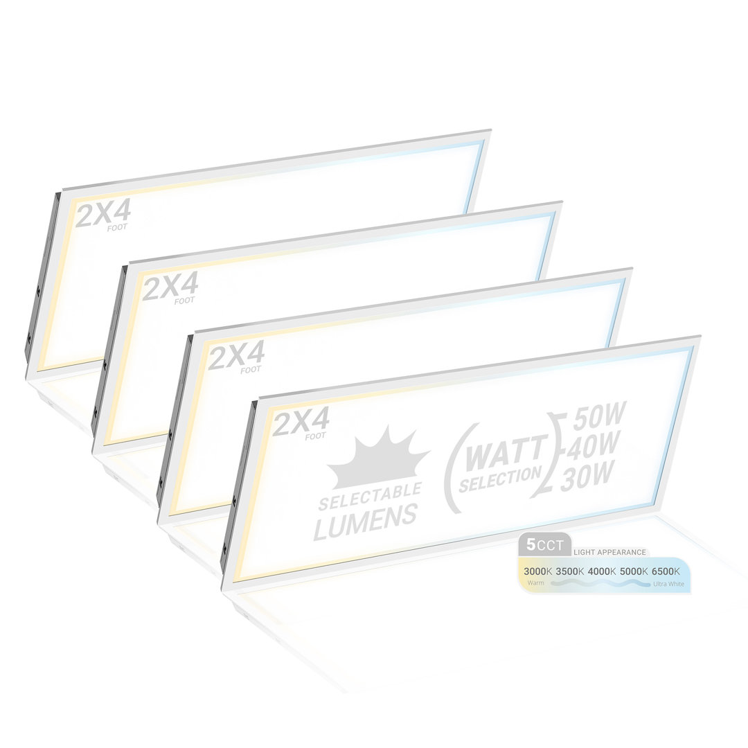 NUWATT 4 Pack 2x4 LED Panel for Drop-in Ceiling, 50W, Super Bright 5500LM, 0-10V Dimmable Flat Backlit Lay in Fixture, Flicker Free Office Lights, 120V-277V, ETL Listed (Set of 4) NUWATT