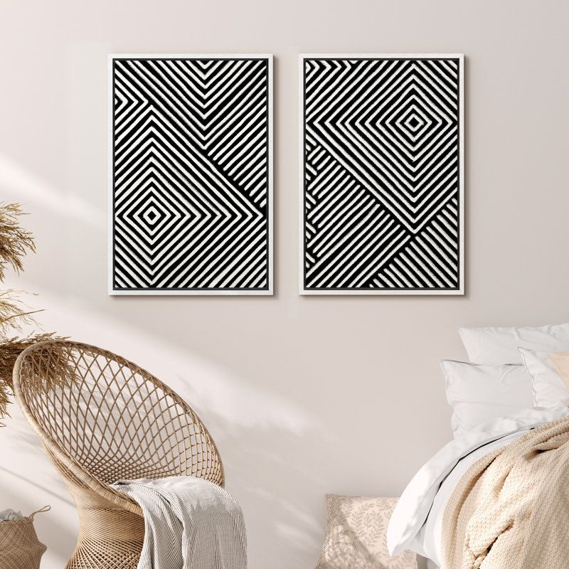 Reproduction d'art numérique sur toile encadrée 2 pièces, H 24 po x l 32 po x P 1,5 po, Blanc