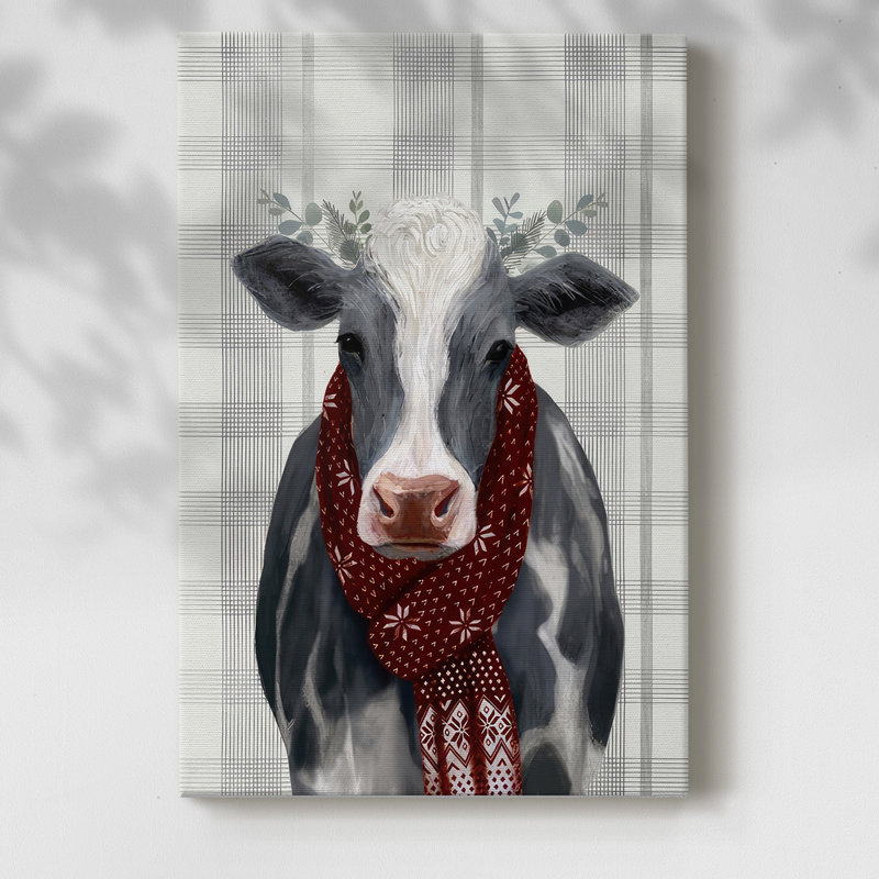 Yuletide Cow II - impression sur toile tendue, H 48 po x l 32 po x P 1,5 po