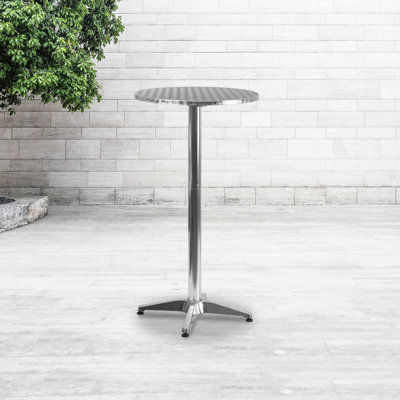 Round Aluminum Indoor-Outdoor Bar Height Table with Flip-Up Table