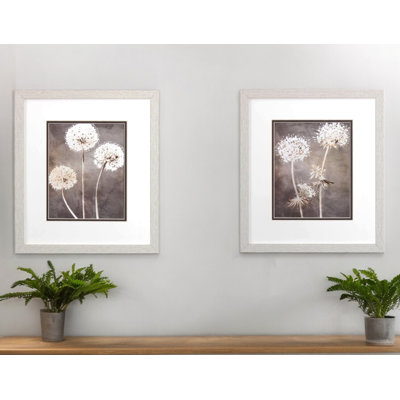 Set Of Two Dandelion White Framed Print Wall Art