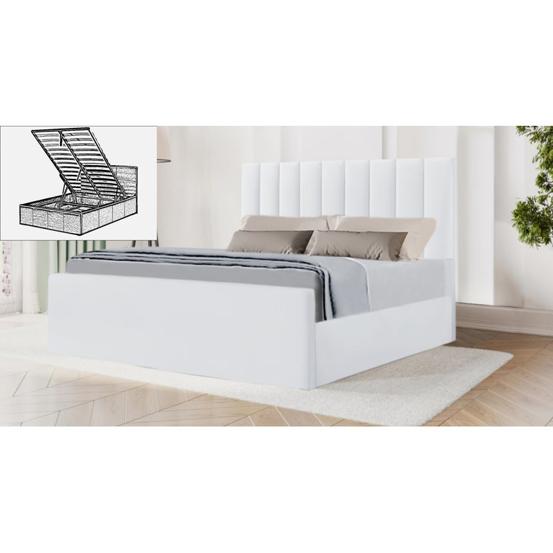 Hampton Upholstered Ottoman Storage Bed, Double (4'6), White