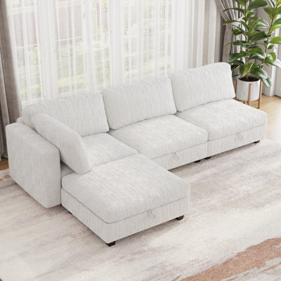 Modular Sectional Sofa, Convertible Sofa Seat With Storage, Sleeper Sectional Sofa Set, Fabric Flexible Modular Combinations for Living Room(4seats)