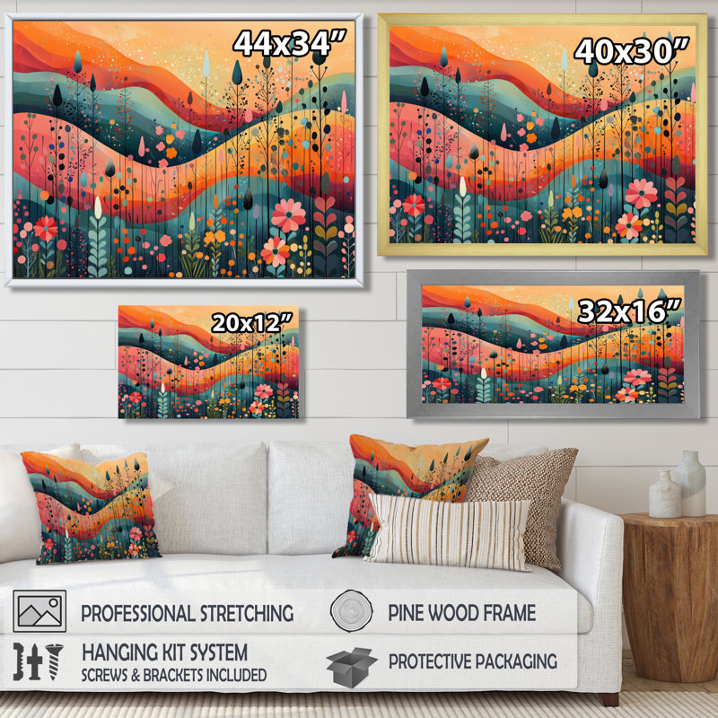 «Ilyssa Pastel Colors Of Desert Blossom Landscape III - Abstract Botanicals», art mural, H 30 po x l 40 po