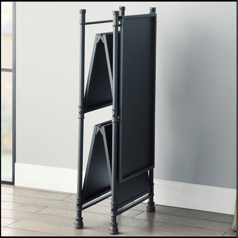 3 Tier Folding Console Table, Sandy and Dark Bronze Hand-Brushed Finish