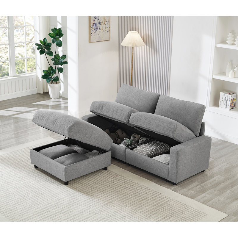 Canapé modulaire 72,05 po L, Gray, 30.31" H x 72.05" W x 61.42" D