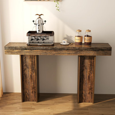 54" Narrow Console Table Sofa Table with Back Hidden Storage