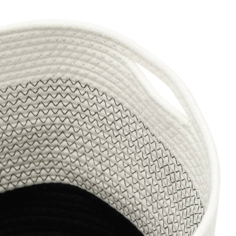 vidaXL Storage Basket White and Black 100% cotton Large Foldable