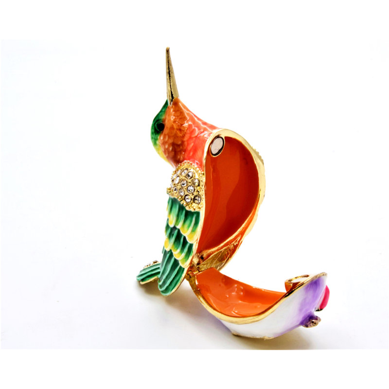 Small Humming Bird Trinket Box with Enamel