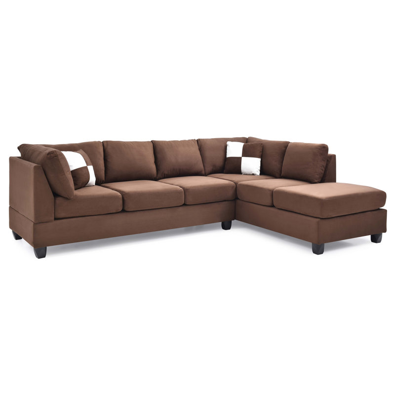 Canapé modulaire Malone (sans repose-pieds), Tissu chocolat, Orienté à droite