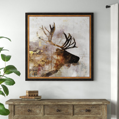 'Golden Reindeer' Acrylic Painting Print on Wrapped Canvas